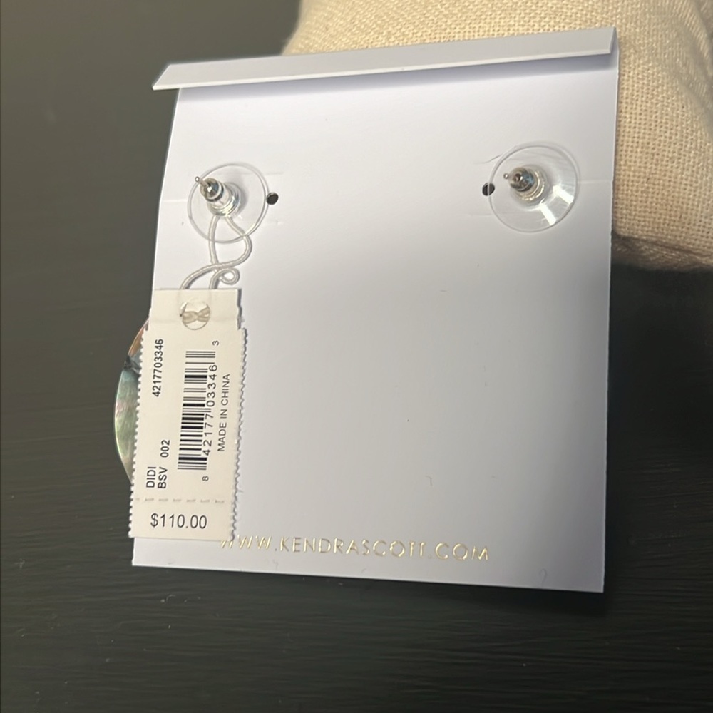 NWT Kendra Scott Didi Statement Earrings in Black Mother of Pearl - Picture 5 of 6